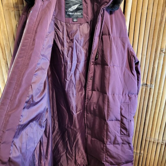 Centigrade Down Quilted Coat w/ Detachable Faux Fur Hood XL Purple - Picture 3 of 8